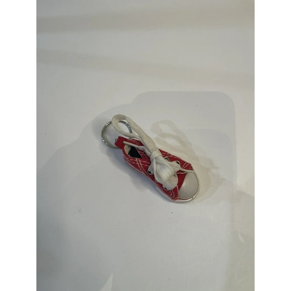 Sneaker Keychain Key Ring High Top Canvas Red And White Gym Basketball